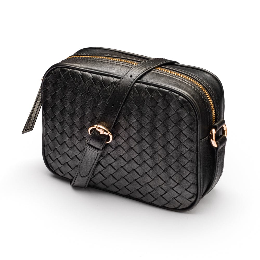 Ivy woven camera bag, black, front