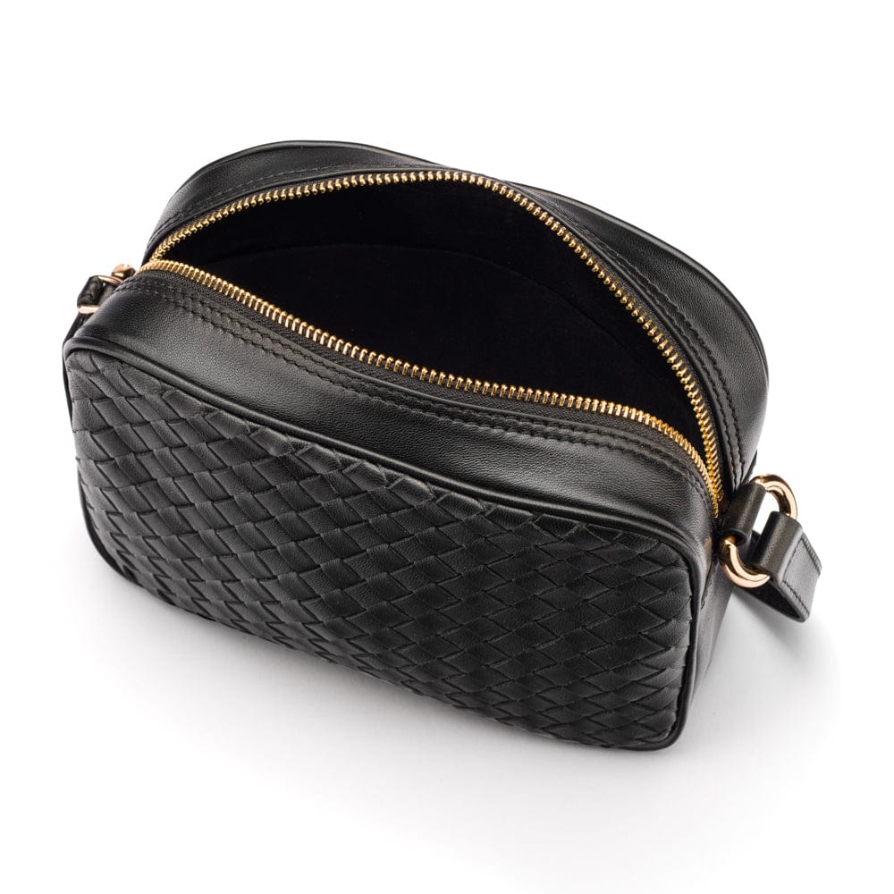 Ivy woven camera bag, black, interior