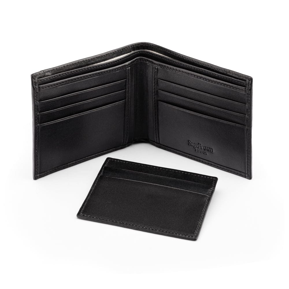 Leather 2 in 1 wallet, black, inside