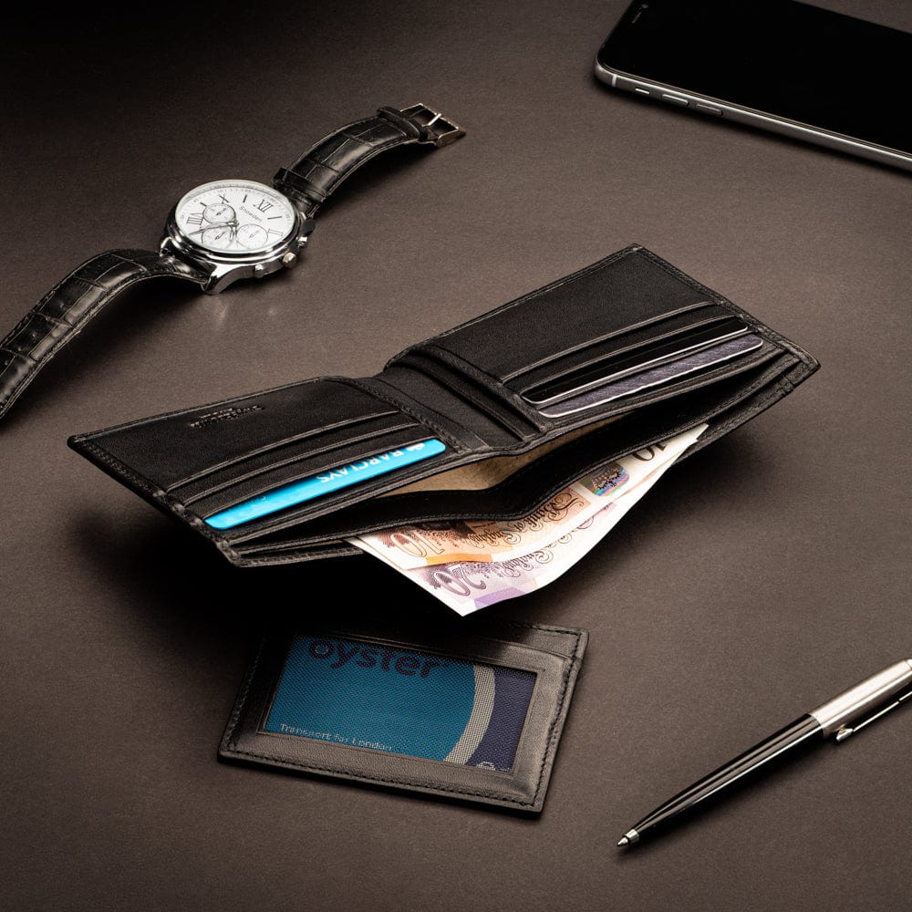 Leather 2 in 1 wallet, black, lifestyle
