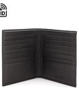 3/4 height leather RFID wallet 14 CC, black, open