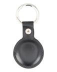 Leather air tag holder, black, back view