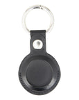 Leather air tag holder, black, front view