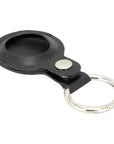 Leather airtag fob, black, side