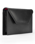 Leather business card holder, black, side