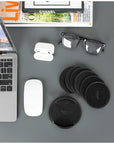Leather drink coasters, set of 6, black, aerial view