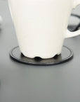 Leather drink coasters, set of 6, black, lifestyle, thickness