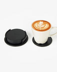 Leather drink coasters, set of 6, black, lifestyle