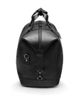 Leather duffel travel bag, black, side
