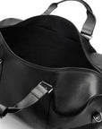 Leather duffel travel bag, black, inside