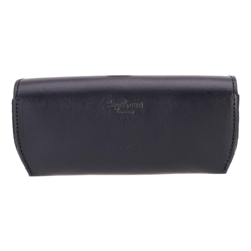 Leather glasses case, black, back