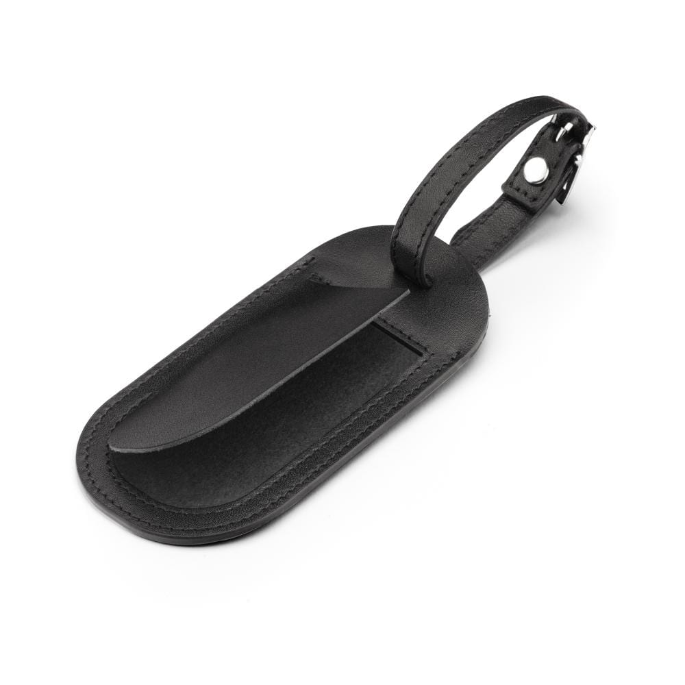 Leather luggage tag, black