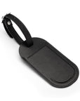 Leather luggage tag, black, front
