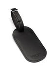 Leather luggage tag, black, back