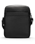 Leather messenger bag with zip, black, back