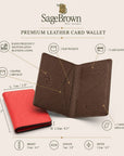 Leather RFID bifold credit card holder, features and dimensions