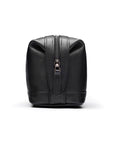 Leather wash bag, black, side
