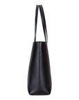 Leather tote bag, black, side view