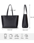 Leather tote bag, black, features and dimensions