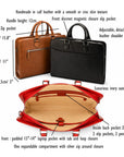 Leather Trinity 13" laptop briefcase, features and dimensions