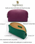 Leather cosmetic bag, features and dimensions
