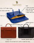 Leather music bag, features and dimensions