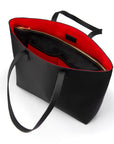 Luxury Leather Tote Bag and Shopper, Black, inside