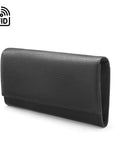 Luxury RFID leather travel wallet, black, side