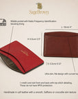 Leather slim card holder with RFID, features and dimensions