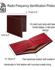 Men's RFID wallet with 10 CC, features and dimensions
