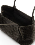 Midi woven leather bag, black, open view