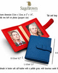 Mini Double Leather Passport Photo Wallet 60 x 40mm, features and dimensions