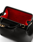 Mini leather Gladstone bag, black, open