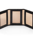 Mini leather trifold photo frame, black, 60 x 40mm, inside