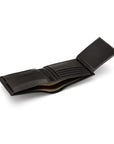 Leather coin wallet, black pebble grain, interior