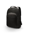 Men's leather 15" laptop backpack, black pebble grain with gunmetal zips, side