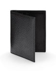 Premium Slim RFID Leather Credit Card Wallet, Black Pebble Grain, front