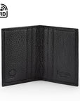 Premium Slim RFID Leather Credit Card Wallet, Black Pebble Grain, inside