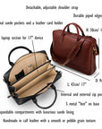 Leather laptop bag, 17 inch, features and dimensions
