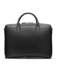 Leather laptop bag, 17 inch, black pebble grain, front