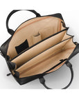 Leather laptop bag, 17 inch, black pebble grain, inside