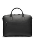 Leather laptop bag, 17 inch, black pebble grain, back