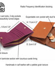 RFID leather purse, features and dimensions