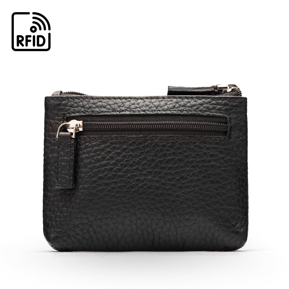 Black leather zip pouch hotsell