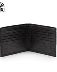 RFID wallet in ostrich leather, black, open view