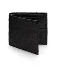 RFID wallet in ostrich leather, black, front