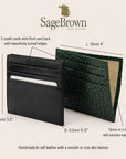 Slim flat leather card case, features and dimensions