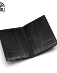 RFID leather credit card holder, black, open view