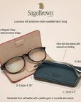 Slim Leather Glasses Lens Cover with Magnetic Closure, features and dimensions
