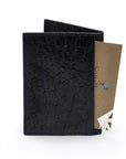 Slim Real Ostrich Leather Bifold Card Wallet with RFID, Black, back